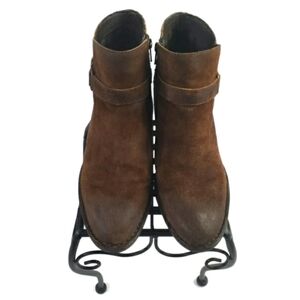 Born F08326 Adia Tobacco Distressed Block Heel Suede Booties Womens Size 12M